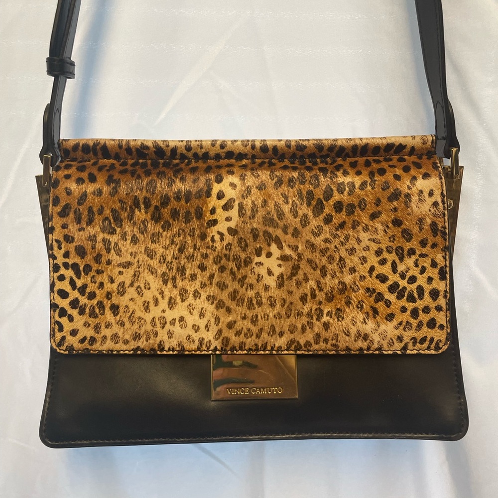 Vince Camuto cheetah print pony hair handbag.